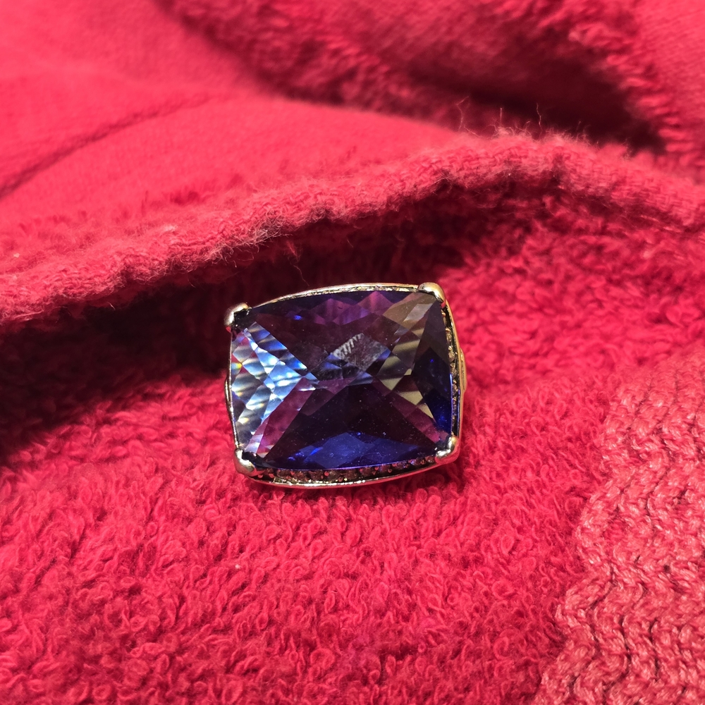 Purple Cushion-Cut Statement Ring - Women Jewelry